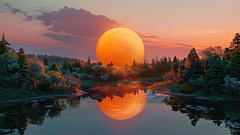 Golden Sunset Reflection Vibes , reflection, sunset, artist, artwork, digital-art HD wallpaper