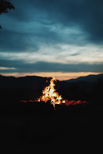 Fire, Bonfire, Twilight, Dark, Flame, Dusk HD phone wallpaper