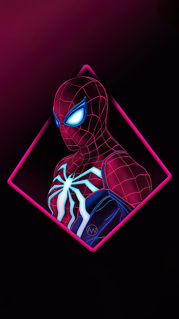 spider man, electric blue, magenta, art HD phone wallpaper