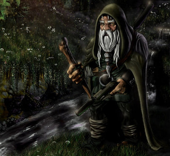 Gnome Sniper, river, abstract, fantasy, , sniper, forest, gnome HD wallpaper