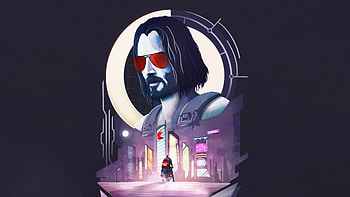 Cyberpunk 2077 Ft Keanu Reeves Minimal , cyberpunk-2077, keanu-reeves, 2021-games, games, minimalism, minimalist, artist, artwork, digital-art, artstation HD wallpaper