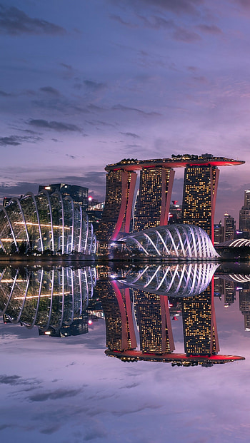 Singapore reflected, Water at sunset, ID6575, Serene scenery HD phone wallpaper