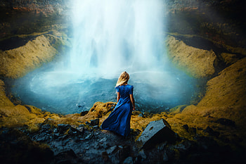 Feeling The Breeze, girls, model, waterfall, graphy HD wallpaper