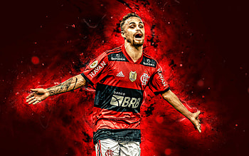 Michael, 2021, , Flamengo FC, brazilian footballers, red neon lights, Serie A, Brazil, football, Michael Richard Delgado de Oliveira, Michael Flamengo HD wallpaper