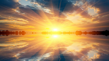 SUNRISE, sea, reflection, clouds, sky, Firefox Persona theme, sunset HD wallpaper