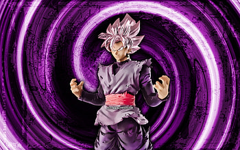 Black Goku, violet grunge background, Dragon Ball, antagonist, Dragon Ball Super, Son Goku Black, DBS, Super Saiyan Rose, Goku Burakku, Black Goku DBS, Black Goku , Black Goku Dragon Ball, DBS characters HD wallpaper