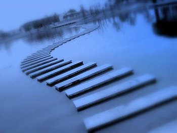 Path, blue, 3d and cg, horizon, scene, plants, graphy, nice, abstyract, lakes, fantasy, cool, water, rivers, scenario HD wallpaper