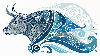 Taurus Zodiac : Majestic Bull in Swirling Blue Patterns, Taurus (Astrology), bull, tribal, Abstract HD wallpaper
