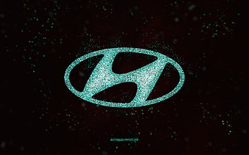Hyundai glitter logo, , black background, Hyundai logo, turquoise glitter art, Hyundai, creative art, Hyundai turquoise glitter logo HD wallpaper