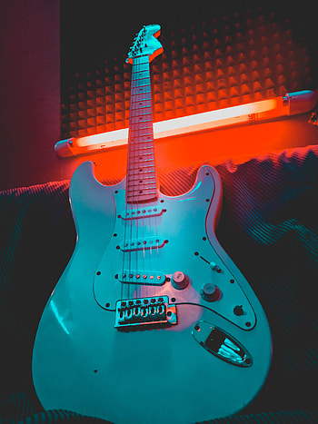 Neon, Music, Shine, Light, Guitar, Musical Instrument, Electric Guitar HD phone wallpaper