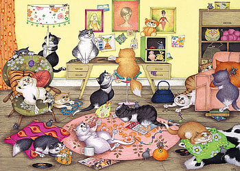 Swinging Sixties, artwork, dancing, cats, funny, sixties HD wallpaper