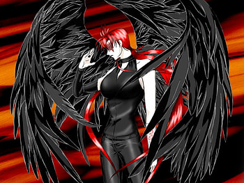 Dark wings, wings, action, black, anime HD wallpaper