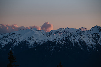 Landscape, Nature, Mountains, Twilight, Clouds, Vertex, Dusk, Tops, Snow Covered, Snowbound HD wallpaper