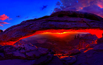 Mesa Arch at Dusk, Dusk, Rocks, Nature, Deserts, Landscapes, Sunsets, Clouds, Sky HD wallpaper