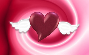 AngleHeart, wings, swirl, pin, love, red, heart HD wallpaper