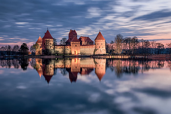 Lithuania, , Trakai Island Castle, Castle, Lake, Reflection, Sunset, Castles HD wallpaper