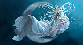 Cosmic Serenity, blue, frumusete, bennitt helga, girl, serenity, fantasy, sailor moon, luna, luminos HD wallpaper