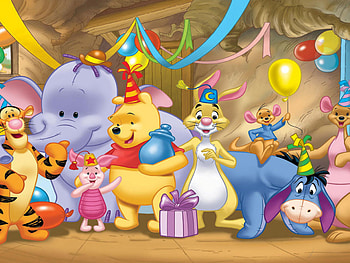 Winnie the Pooh, Happy birtay celebration HD wallpaper