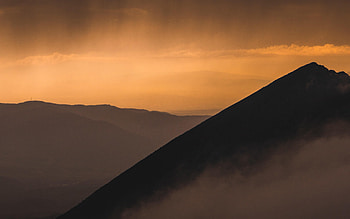 Nature, Sunset, Sky, Mountain, Vertex, Top, Fog HD wallpaper