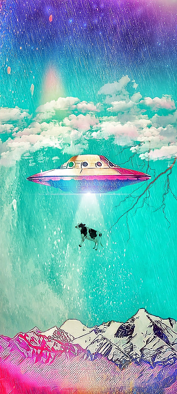 Ovni Vaca, Vascas, Ovnis, Alpes, Ficcion, Espacio, Alienigenas, Arte, Estrellas, Estraterrestres, Nube HD phone wallpaper