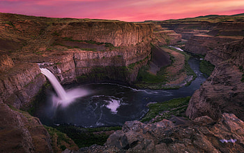 Palouse Falls, Washington, mountains, rocks, river, colors, sky, usa, sunset HD wallpaper