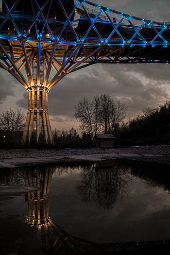 Twilight, Miscellanea, Miscellaneous, Dusk, Bridge, Design, Construction, Backlight, Illumination, Support HD phone wallpaper