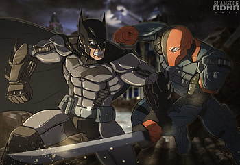 Batman Vs Deathstroke Artwork, batman, deathstroke, deviantart, supervillain, superheroes, artwork HD wallpaper