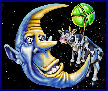 cartoon, cow, moon, 3d HD wallpaper