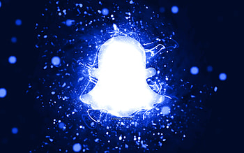 Snapchat dark blue logo, , dark blue neon lights, creative, dark blue abstract background, Snapchat logo, social network, Snapchat HD wallpaper