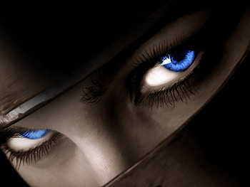 Mysterious Woman With Blue Eyes, blue eyes, abstract, 3d, mysterious, woman HD wallpaper