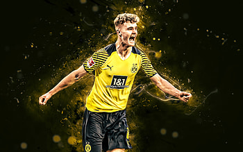 Tom Rothe, , 2022, Borussia Dortmund FC, yellow neon lights, german footballers, BVB, soccer, Bundesliga, football, Tom Rothe BVB, Tom Rothe HD wallpaper
