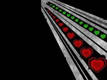 Heart Road, green, red, lanes, hearts, road HD wallpaper