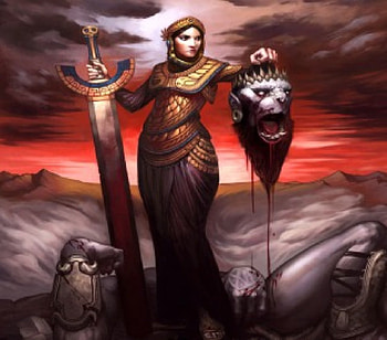 New Ruler Any Questions ?, crown, sword, fantasy, head, woman HD wallpaper