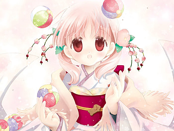 Anime, Girl, Ball, Kimono, Juggler HD wallpaper