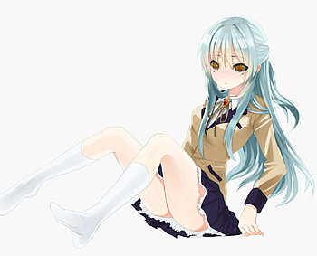 kanade, skirt, white, anime, cute, school uniform, long hair, angel beats HD wallpaper
