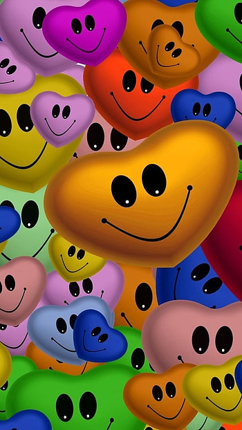 Emoji, Colorful Hearts HD phone wallpaper
