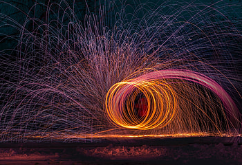 Fire juggling, night, fireworks, dark HD wallpaper