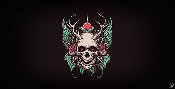Skull crown, magenta, symbol HD wallpaper