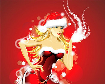 Santa girl, Christmas, hat, red HD wallpaper