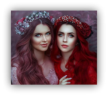two princess, women, girls, fantasy, princess HD wallpaper