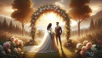 Enchanted Wedding Ceremony, marriage, wedding, couple, romance, floral HD wallpaper