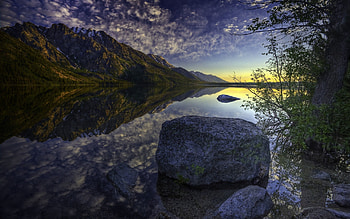 Nature, Mountains, Rock, Lake, Reflection, Grey, Stone HD wallpaper