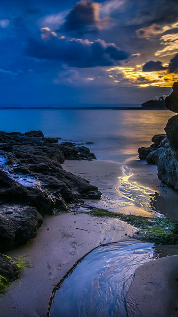 Summer sunset, Ocean evening, Cloudy sky, Stunning summer scenery HD phone wallpaper