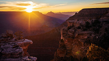 The Grand Canyon Morning View, Arizona, landscape, sky, sun, rocks, mountains, usa HD wallpaper