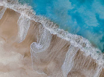 Aerial view, beach, white waves HD wallpaper