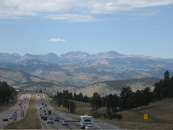 Rocky Mountains near Denver, Rocky Mountains, Highway I-70, Late Summer, 2011 HD wallpaper