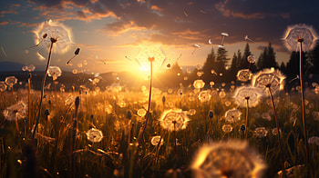Dandelion Twilight Glow - Floral, dandelion, flower HD wallpaper