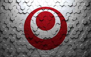 Flag of Okinawa, honeycomb art, Okinawa hexagons flag, Okinawa, 3d hexagons art, Okinawa flag HD wallpaper