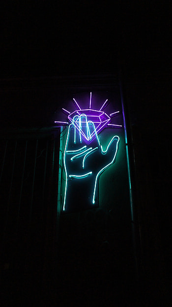 Dark, Hand, Neon, Backlight, Illumination, Diamond HD phone wallpaper
