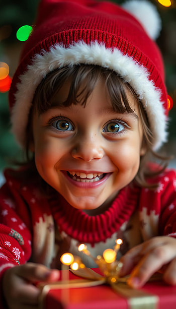 Kid receiving a gift, gift, Christmas, child, Happy HD phone wallpaper